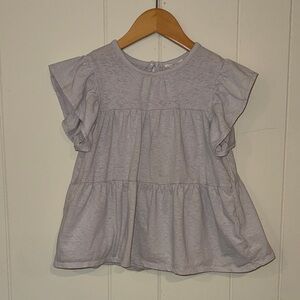Crewcuts Girls' Flutter Sleeve Blouse - Soft Gray